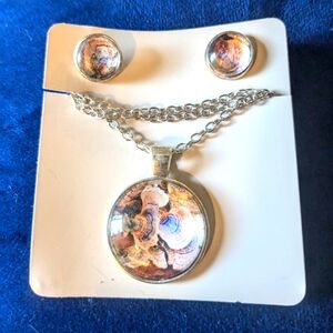 Turkey tails mushroom cabochon jewelry